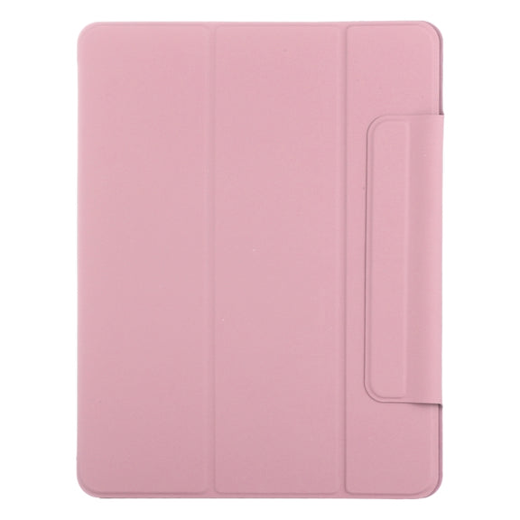 For iPad Pro 13 2024 Double-sided Clip Fixed Buckle Magnetic PU Leather Smart Tablet Case(Light Pink)
