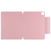 For iPad Pro 13 2024 Double-sided Clip Fixed Buckle Magnetic PU Leather Smart Tablet Case(Light Pink)