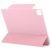 For iPad Pro 13 2024 Double-sided Clip Fixed Buckle Magnetic PU Leather Smart Tablet Case(Light Pink)