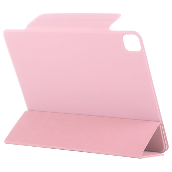 For iPad Pro 13 2024 Double-sided Clip Fixed Buckle Magnetic PU Leather Smart Tablet Case(Light Pink)