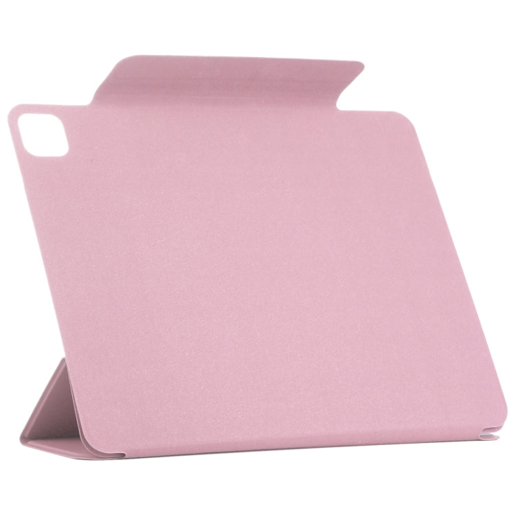 For iPad Pro 13 2024 Double-sided Clip Fixed Buckle Magnetic PU Leather Smart Tablet Case(Light Pink)