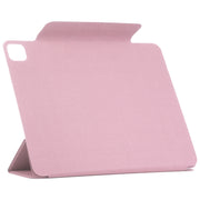 For iPad Pro 13 2024 Double-sided Clip Fixed Buckle Magnetic PU Leather Smart Tablet Case(Light Pink)