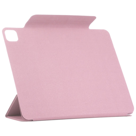 For iPad Pro 13 2024 Double-sided Clip Fixed Buckle Magnetic PU Leather Smart Tablet Case(Light Pink)