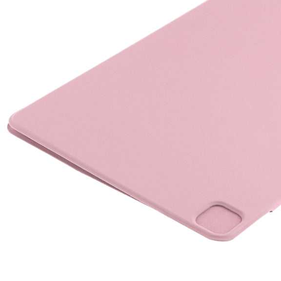 For iPad Pro 13 2024 Double-sided Clip Fixed Buckle Magnetic PU Leather Smart Tablet Case(Light Pink)