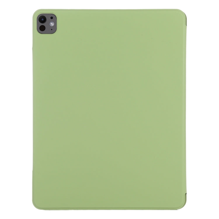 For iPad Pro 13 2024 Double-sided Clip Fixed Buckle Magnetic PU Leather Smart Tablet Case(Grass Green)