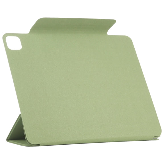 For iPad Pro 13 2024 Double-sided Clip Fixed Buckle Magnetic PU Leather Smart Tablet Case(Grass Green)