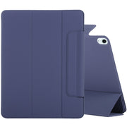 For iPad Air 11 2024 Double-sided Clip Fixed Buckle Magnetic PU Leather Smart Tablet Case(Dark Blue)