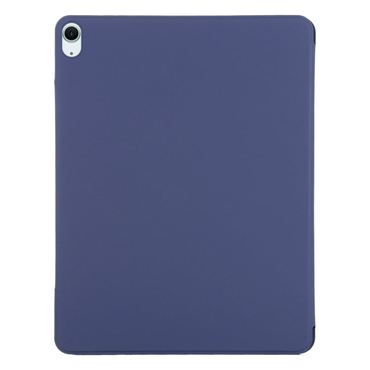 For iPad Air 11 2024 Double-sided Clip Fixed Buckle Magnetic PU Leather Smart Tablet Case(Dark Blue)