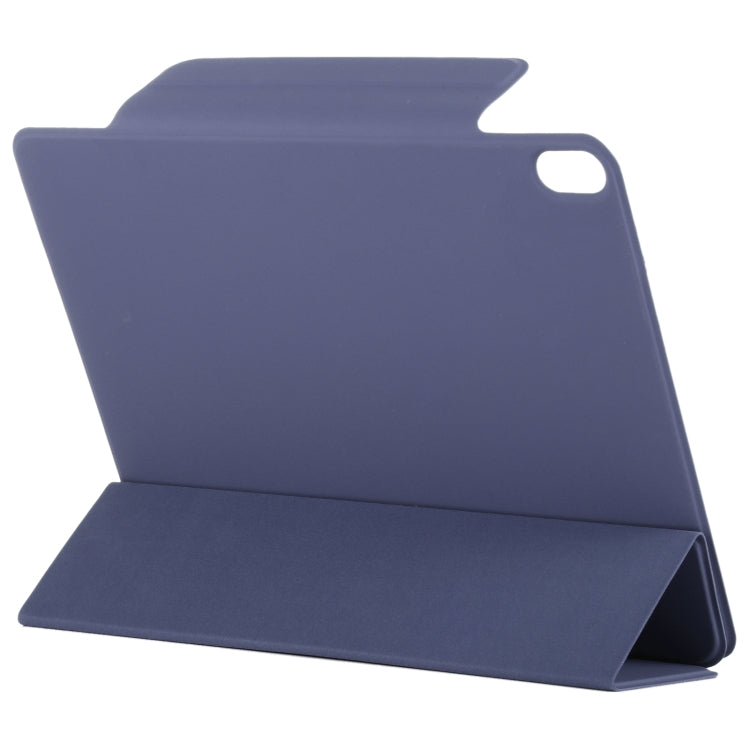 For iPad Air 11 2024 Double-sided Clip Fixed Buckle Magnetic PU Leather Smart Tablet Case(Dark Blue)