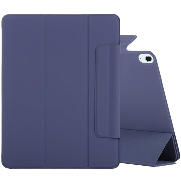 For iPad Air 11 2024 Double-sided Clip Fixed Buckle Magnetic PU Leather Smart Tablet Case(Dark Blue)