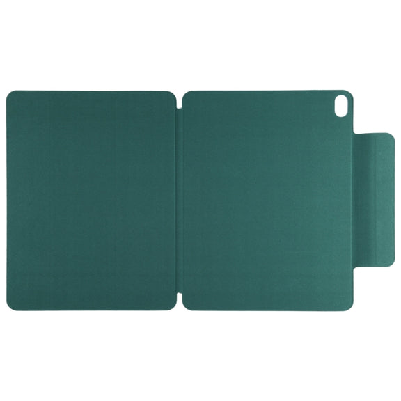 For iPad Air 11 2024 Double-sided Clip Fixed Buckle Magnetic PU Leather Smart Tablet Case(Dark Green)
