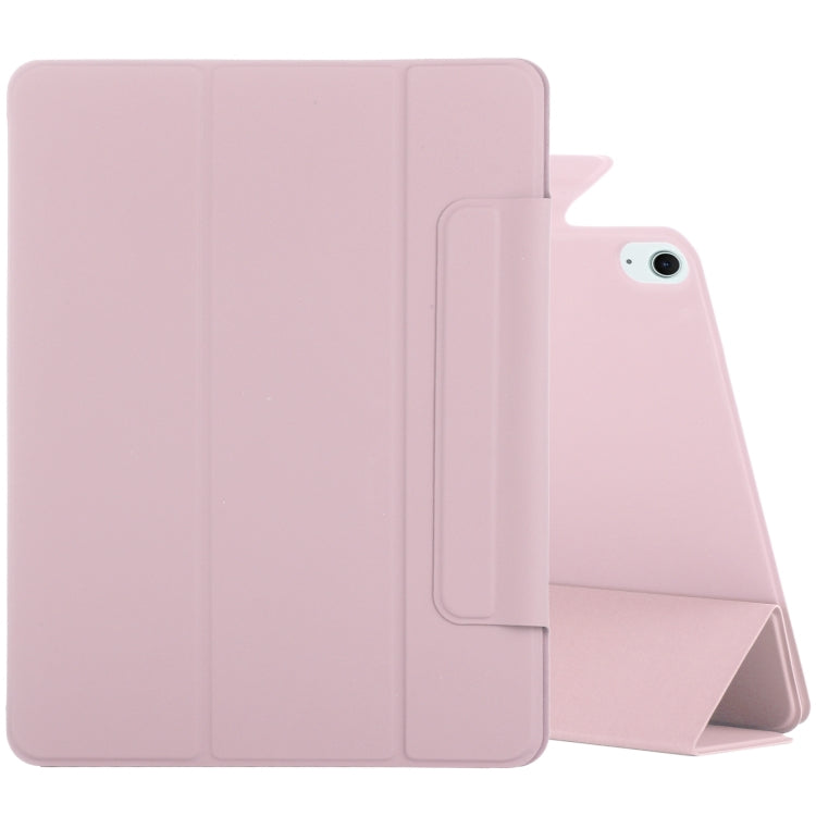 For iPad Air 11 2025 / 2024 Double-sided Clip Fixed Buckle Magnetic PU Leather Smart Tablet Case(Rose Gold)