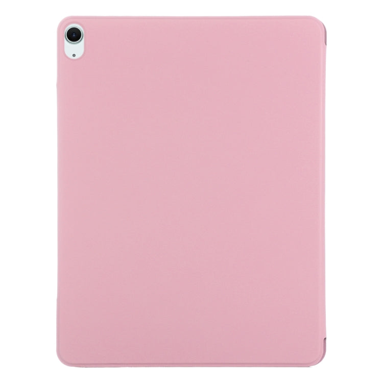 For iPad Air 11 2024 Double-sided Clip Fixed Buckle Magnetic PU Leather Smart Tablet Case(Light Pink)