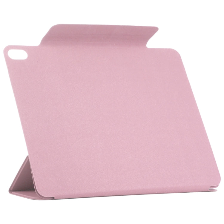 For iPad Air 11 2024 Double-sided Clip Fixed Buckle Magnetic PU Leather Smart Tablet Case(Light Pink)