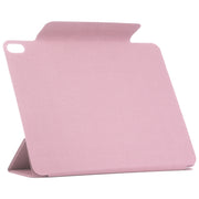For iPad Air 11 2024 Double-sided Clip Fixed Buckle Magnetic PU Leather Smart Tablet Case(Light Pink)