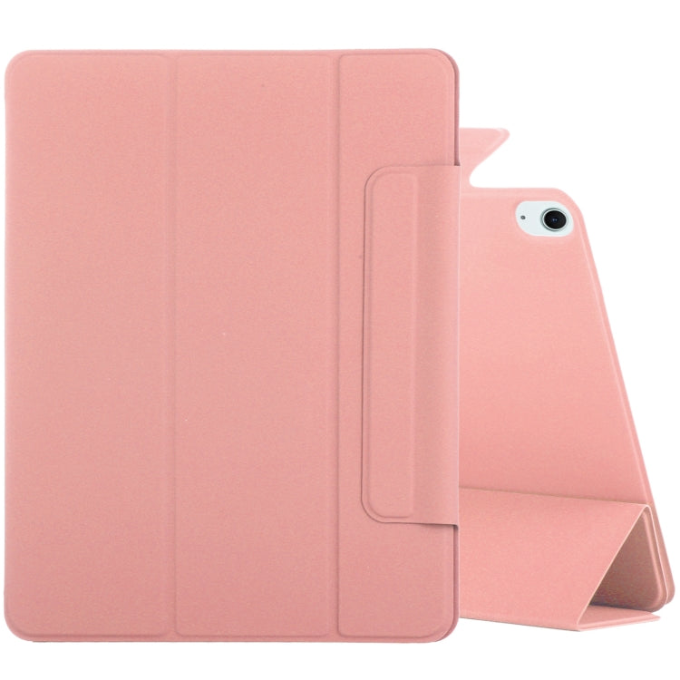 For iPad Air 11 2024 Double-sided Clip Fixed Buckle Magnetic PU Leather Smart Tablet Case(Pink)