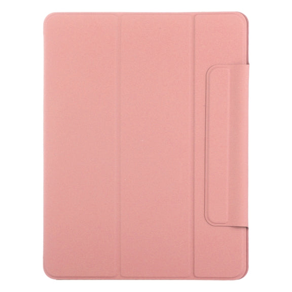 For iPad Air 11 2024 Double-sided Clip Fixed Buckle Magnetic PU Leather Smart Tablet Case(Pink)