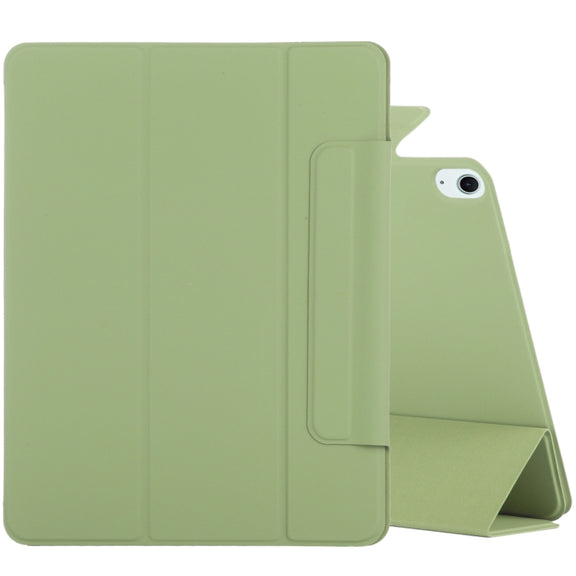 For iPad Air 11 2025 / 2024 Double-sided Clip Fixed Buckle Magnetic PU Leather Smart Tablet Case(Grass Green)