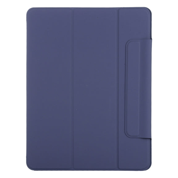 For iPad Pro 11 2024 Double-sided Clip Fixed Buckle Magnetic PU Leather Smart Tablet Case(Dark Blue)