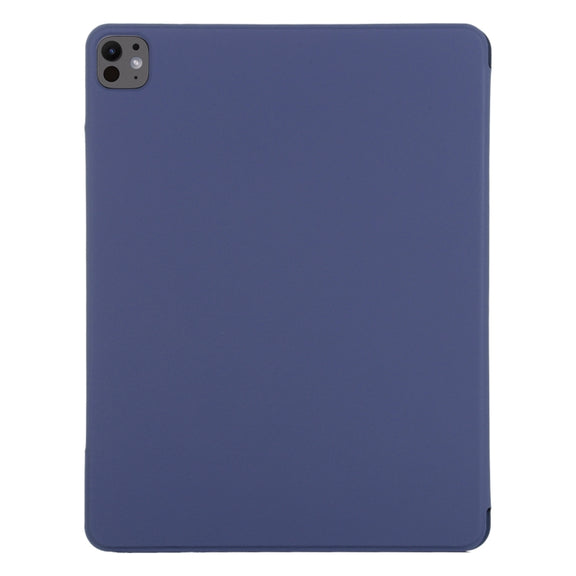 For iPad Pro 11 2024 Double-sided Clip Fixed Buckle Magnetic PU Leather Smart Tablet Case(Dark Blue)