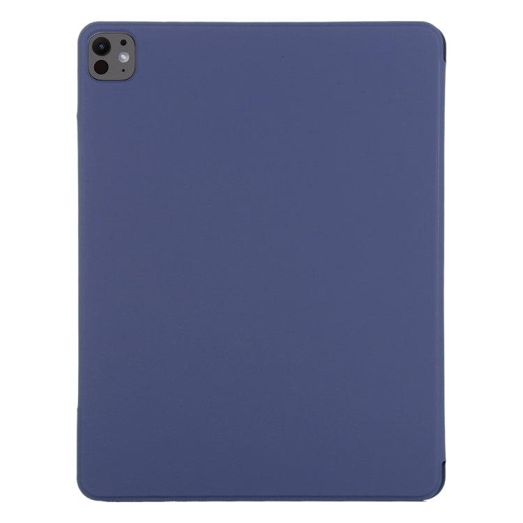 For iPad Pro 11 2024 Double-sided Clip Fixed Buckle Magnetic PU Leather Smart Tablet Case(Dark Blue)