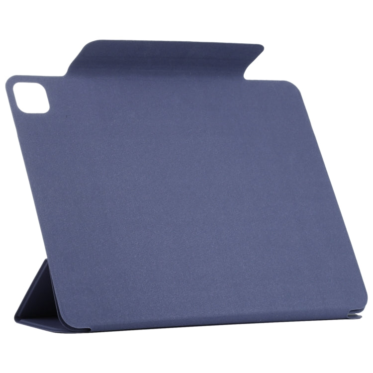 For iPad Pro 11 2024 Double-sided Clip Fixed Buckle Magnetic PU Leather Smart Tablet Case(Dark Blue)