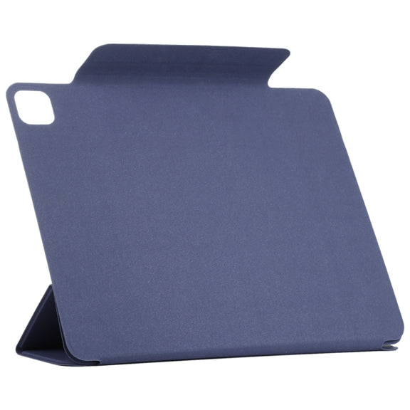 For iPad Pro 11 2024 Double-sided Clip Fixed Buckle Magnetic PU Leather Smart Tablet Case(Dark Blue)