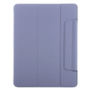 For iPad Pro 11 2024 Double-sided Clip Fixed Buckle Magnetic PU Leather Smart Tablet Case(Purple)