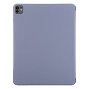 For iPad Pro 11 2024 Double-sided Clip Fixed Buckle Magnetic PU Leather Smart Tablet Case(Purple)