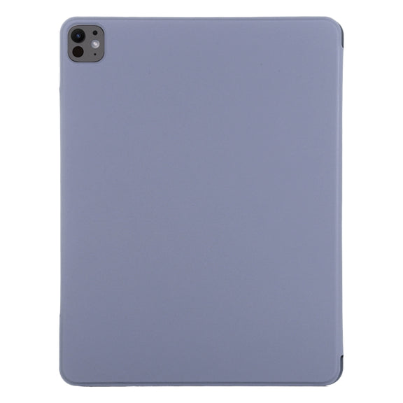 For iPad Pro 11 2024 Double-sided Clip Fixed Buckle Magnetic PU Leather Smart Tablet Case(Purple)