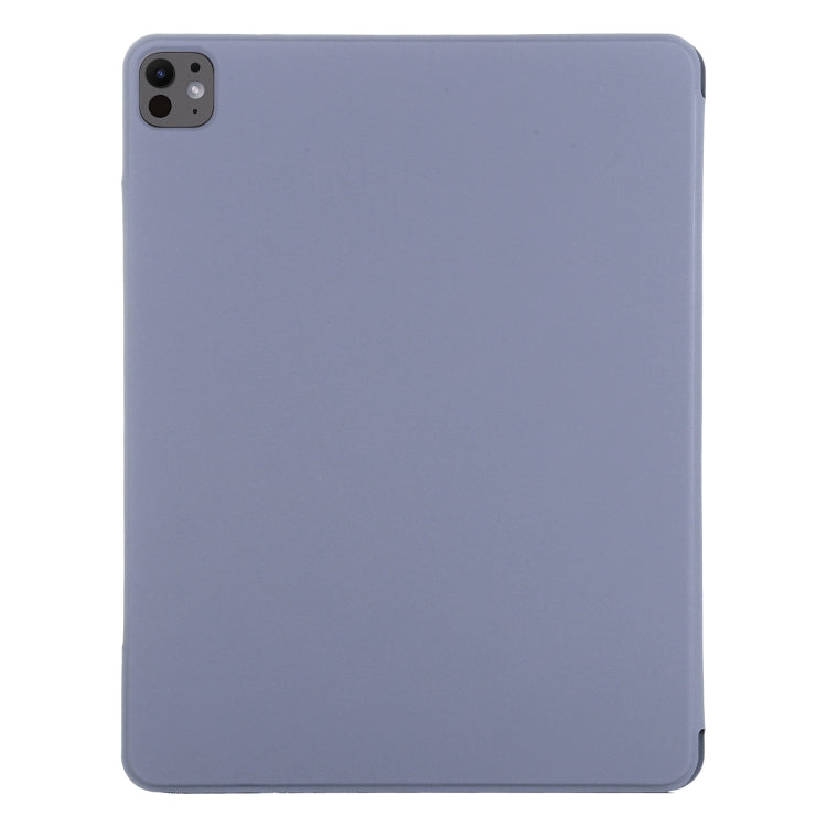 For iPad Pro 11 2024 Double-sided Clip Fixed Buckle Magnetic PU Leather Smart Tablet Case(Purple)