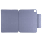 For iPad Pro 11 2024 Double-sided Clip Fixed Buckle Magnetic PU Leather Smart Tablet Case(Purple)