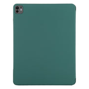 For iPad Pro 11 2024 Double-sided Clip Fixed Buckle Magnetic PU Leather Smart Tablet Case(Dark Green)