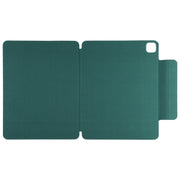 For iPad Pro 11 2024 Double-sided Clip Fixed Buckle Magnetic PU Leather Smart Tablet Case(Dark Green)
