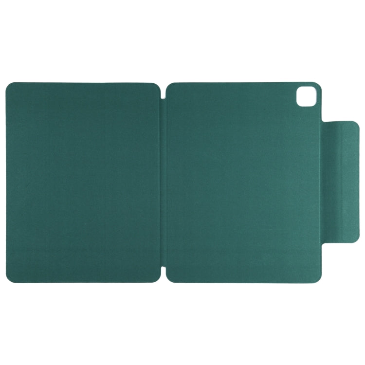 For iPad Pro 11 2024 Double-sided Clip Fixed Buckle Magnetic PU Leather Smart Tablet Case(Dark Green)