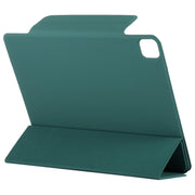 For iPad Pro 11 2024 Double-sided Clip Fixed Buckle Magnetic PU Leather Smart Tablet Case(Dark Green)