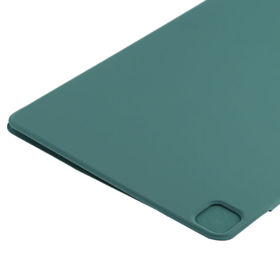 For iPad Pro 11 2024 Double-sided Clip Fixed Buckle Magnetic PU Leather Smart Tablet Case(Dark Green)