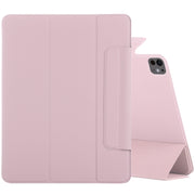 For iPad Pro 11 2024 Double-sided Clip Fixed Buckle Magnetic PU Leather Smart Tablet Case(Rose Gold)