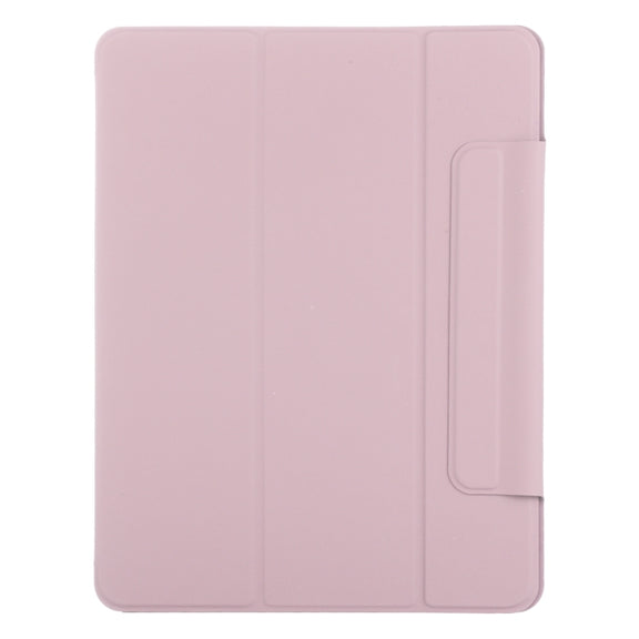 For iPad Pro 11 2024 Double-sided Clip Fixed Buckle Magnetic PU Leather Smart Tablet Case(Rose Gold)