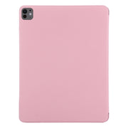 For iPad Pro 11 2024 Double-sided Clip Fixed Buckle Magnetic PU Leather Smart Tablet Case(Light Pink)
