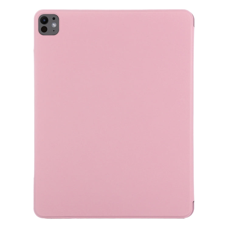 For iPad Pro 11 2024 Double-sided Clip Fixed Buckle Magnetic PU Leather Smart Tablet Case(Light Pink)