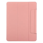 For iPad Pro 11 2024 Double-sided Clip Fixed Buckle Magnetic PU Leather Smart Tablet Case(Pink)