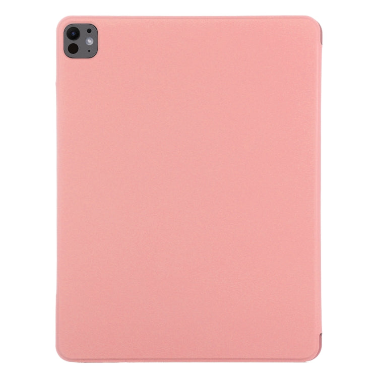 For iPad Pro 11 2024 Double-sided Clip Fixed Buckle Magnetic PU Leather Smart Tablet Case(Pink)