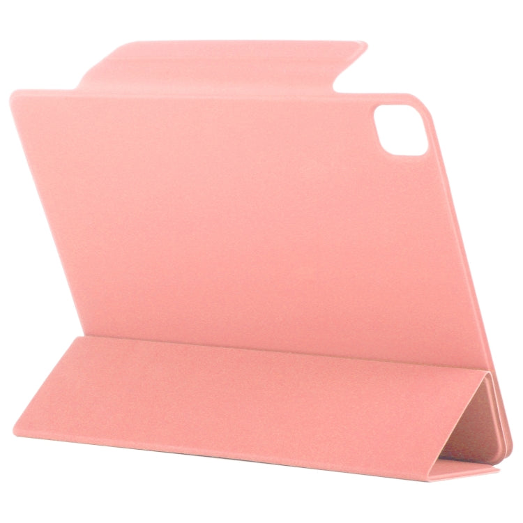 For iPad Pro 11 2024 Double-sided Clip Fixed Buckle Magnetic PU Leather Smart Tablet Case(Pink)