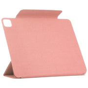 For iPad Pro 11 2024 Double-sided Clip Fixed Buckle Magnetic PU Leather Smart Tablet Case(Pink)