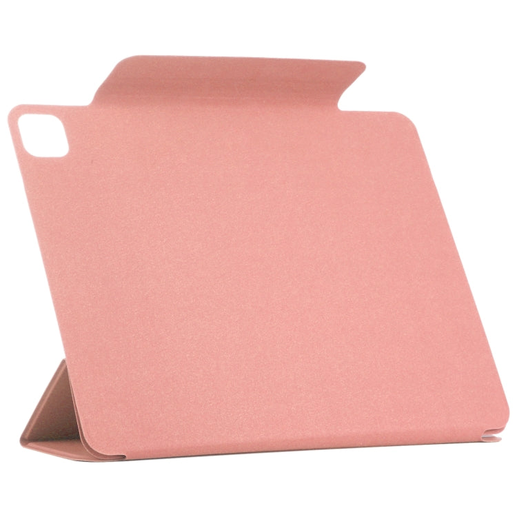 For iPad Pro 11 2024 Double-sided Clip Fixed Buckle Magnetic PU Leather Smart Tablet Case(Pink)