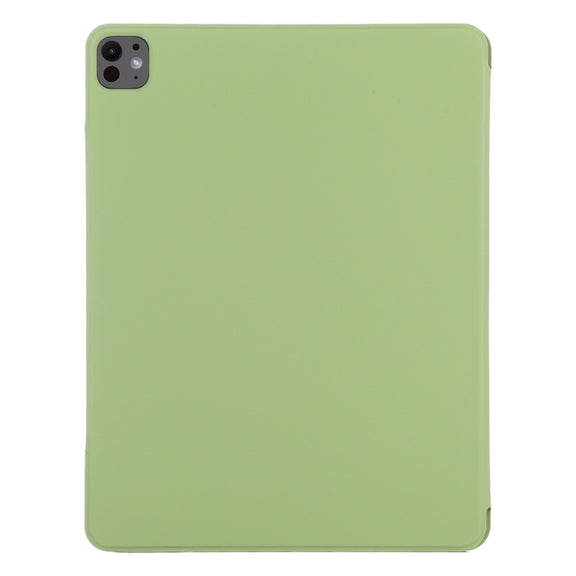 For iPad Pro 11 2024 Double-sided Clip Fixed Buckle Magnetic PU Leather Smart Tablet Case(Grass Green)