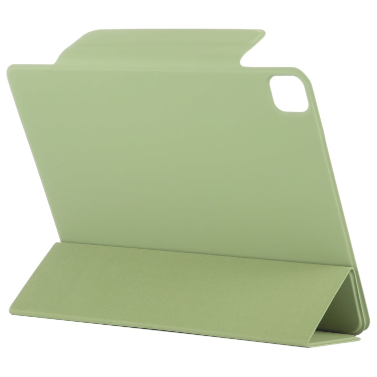 For iPad Pro 11 2024 Double-sided Clip Fixed Buckle Magnetic PU Leather Smart Tablet Case(Grass Green)