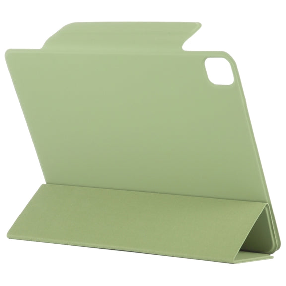 For iPad Pro 11 2024 Double-sided Clip Fixed Buckle Magnetic PU Leather Smart Tablet Case(Grass Green)
