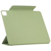 For iPad Pro 11 2024 Double-sided Clip Fixed Buckle Magnetic PU Leather Smart Tablet Case(Grass Green)